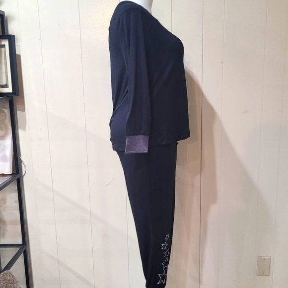 NWOT Cuddl Dud Shooting Stars Black Pajama Set Women's Sz M - Picture 2 of 11